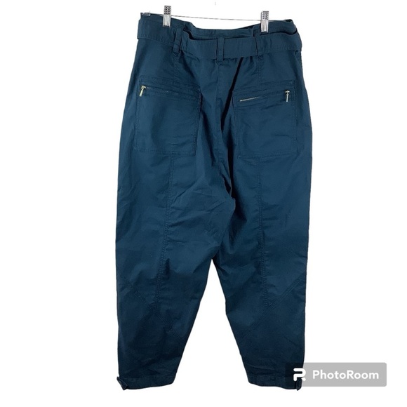 Anthropologie Turquoise Ellie Embroidered Utility Pants - Picture 2 of 8